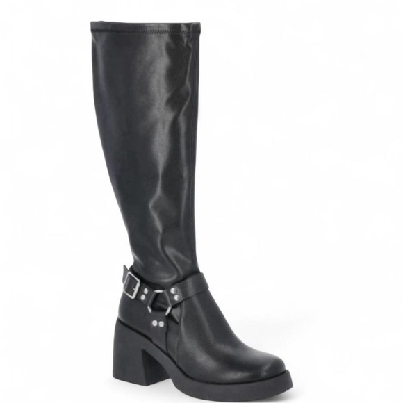 Shoes - Women's Black Knee-High Block Heel Boot